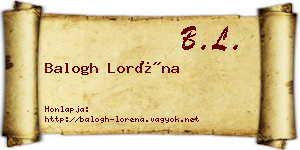Balogh Loréna névjegykártya